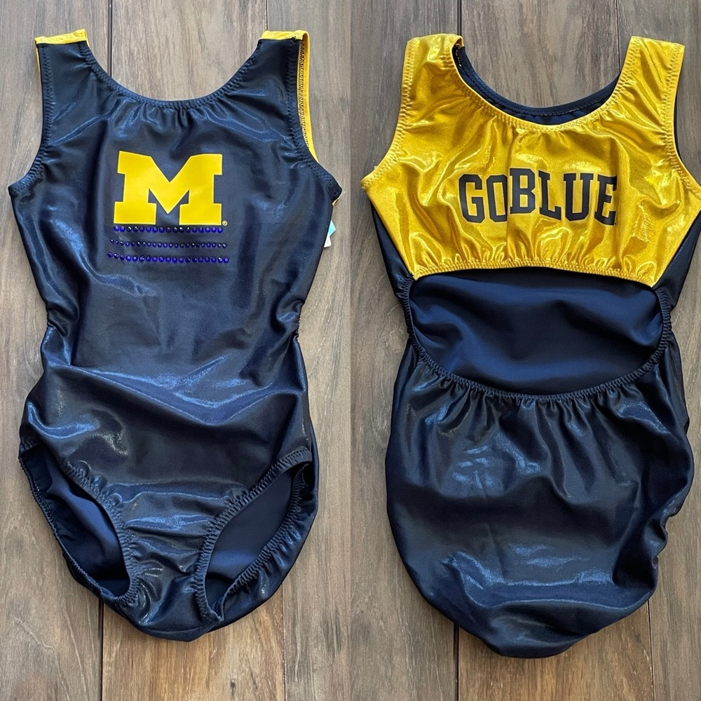 NWT Foxy’s University of Michigan UofM Gymnastics Leotard Adult Large AL